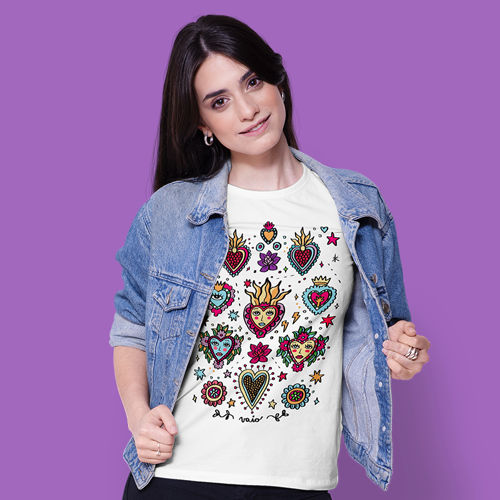 Immagine di T-Shirt Donna Cuori Colori