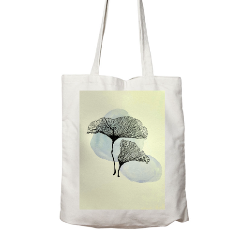 Immagine di Shopper in cotone FOGLIE di GINKO azzurra