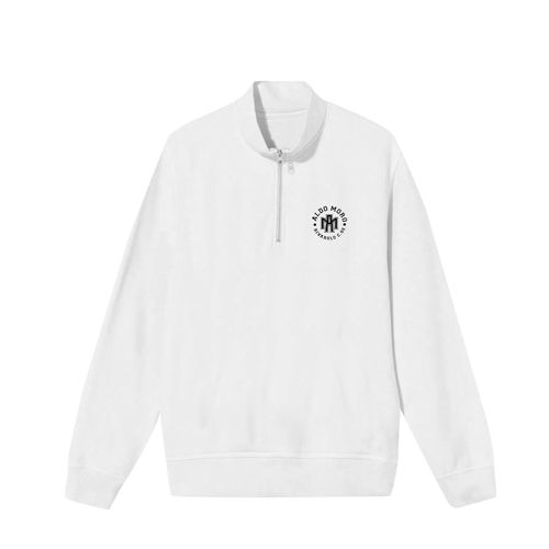 Immagine di ALDO MORO "LOGO AM RICAMATO" HALF-ZIP WHITE