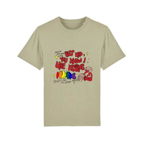 Immagine di T-Shirt Unisex Cotone Organico Sparker |" But Dad, You Know I Like Kissing Humans, Right?" PRIDE!