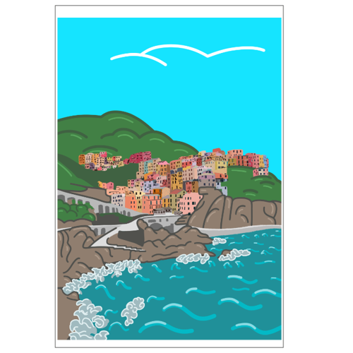 Immagine di 6 cartes postales Cinque Terre Dessin