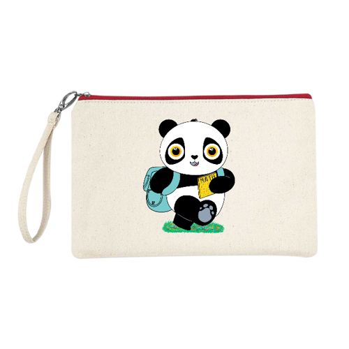 Immagine di Pochette/Astuccio 100% cotone Dino va a scuola