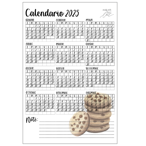 Immagine di Mini calendario 2025 (6 pz) • COOKIES •