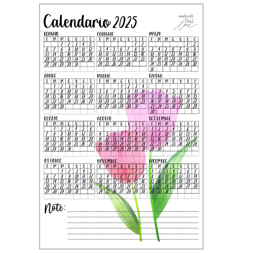 Immagine di Mini calendario 2025 (6 pz) • TULIPS •
