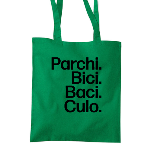 Immagine di Shopper in cotone Parchi. Bici. Baci. Culo.