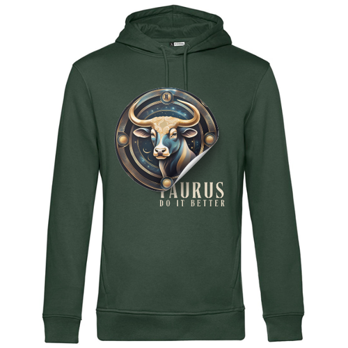 Immagine di TORO  ZODIACO -  Felpa Uomo Cappuccio Cotone Organico | B&C WU33B