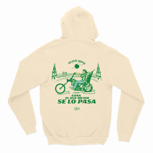 Immagine di FELPA CAPPUCCIO - GANA EL QUE MEJOR SE LO PASA - SAND