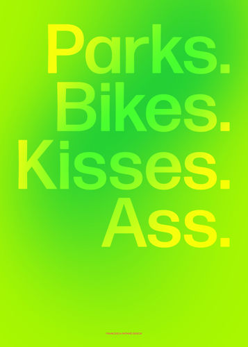 Immagine di Parks. Bikes. Kisses. Ass. - green