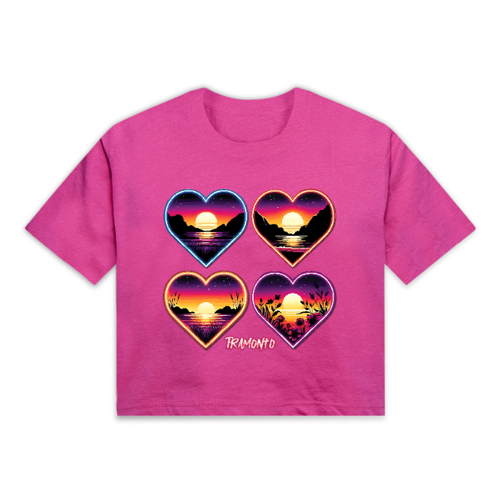 Immagine di Paesaggio al tramonto a forma di cuore, T-Shirt Donna Crop Top | Vesti IT6523T