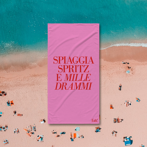 Immagine di Telo mare SPIAGGIA SPRITZ E MILLE DRAMMI - Rosa