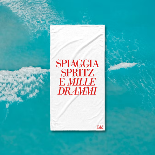Immagine di Telo mare SPIAGGIA SPRITZ E MILLE DRAMMI - Bianco