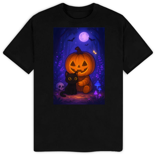 Immagine di T-Shirt UNISEX ZUCCA E GATTO