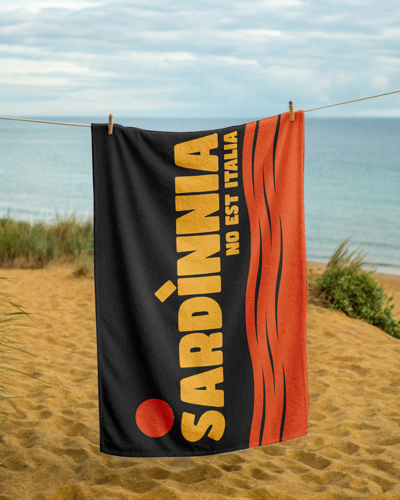 Immagine di SARDìNNIA NO EST - NERO: Telo da mare 80x160 cm