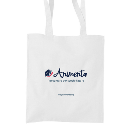 Immagine di Shopper in cotone logo Animenta white